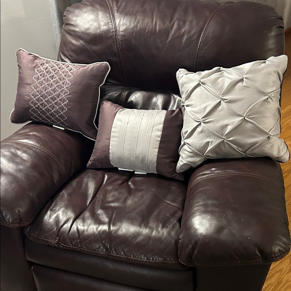 Elegant Dark Plum Purple and Silver Gray Toss Pillows - Set of 3